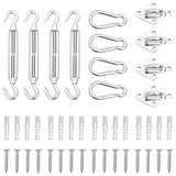 Quadrat/Rechteck: Zubehörset für Sonnensegel 12 Teile Edelstahl